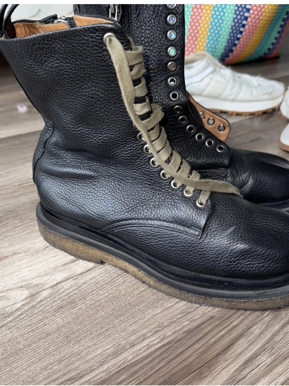 Bottega Veneta Military Calf Leather Lace up Black Boots Sz38 Women’s